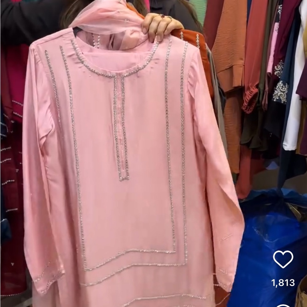 Pink Embellished farshi shalwar suit